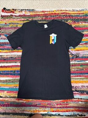 Black T‑Shirt with Rainbow UFO Drip Graphic